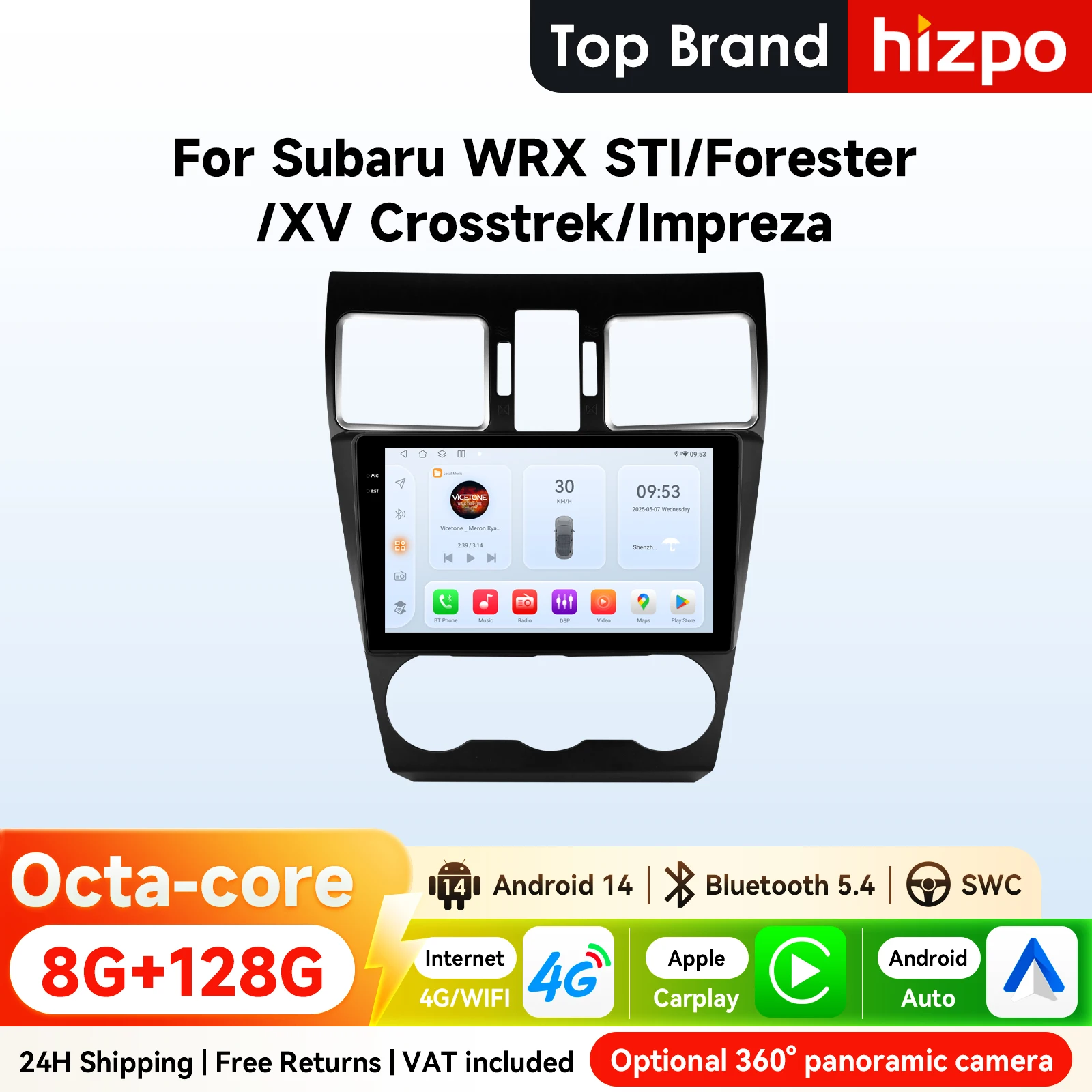 9" Hizpo 2Din Android14 Autoradio für Subaru Impreza Forester 2016 - 2018 WRX STI XV Crosstek GPS RDS DSP 4G SWC Snapdragon 6115