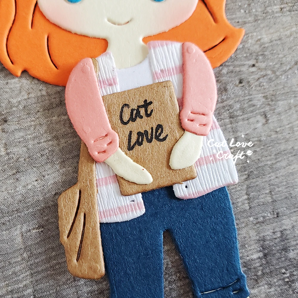 Catlove 책을 들고 소녀 금속 절단 다이 스크랩북 스텐실 다이 컷 카드 만들기 DIY 공예 엠보싱 2023 년 새로운 다이