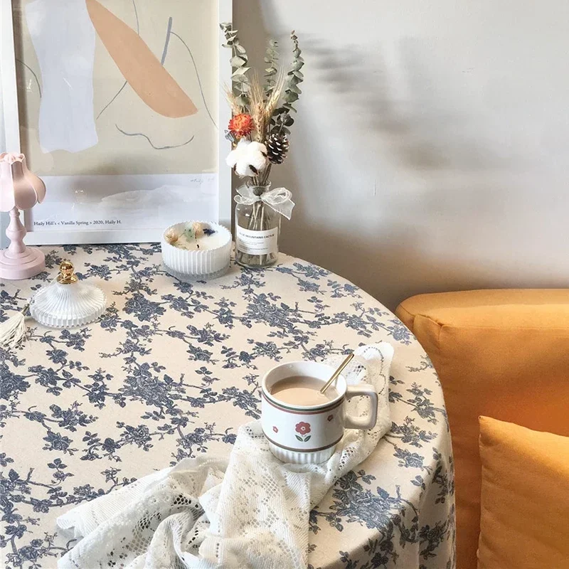 

Скатерти в стиле ретро с цветочным принтом, хлопково-льняной чехол для журнального столика, столовая скатерть, задний план для обеденного стола