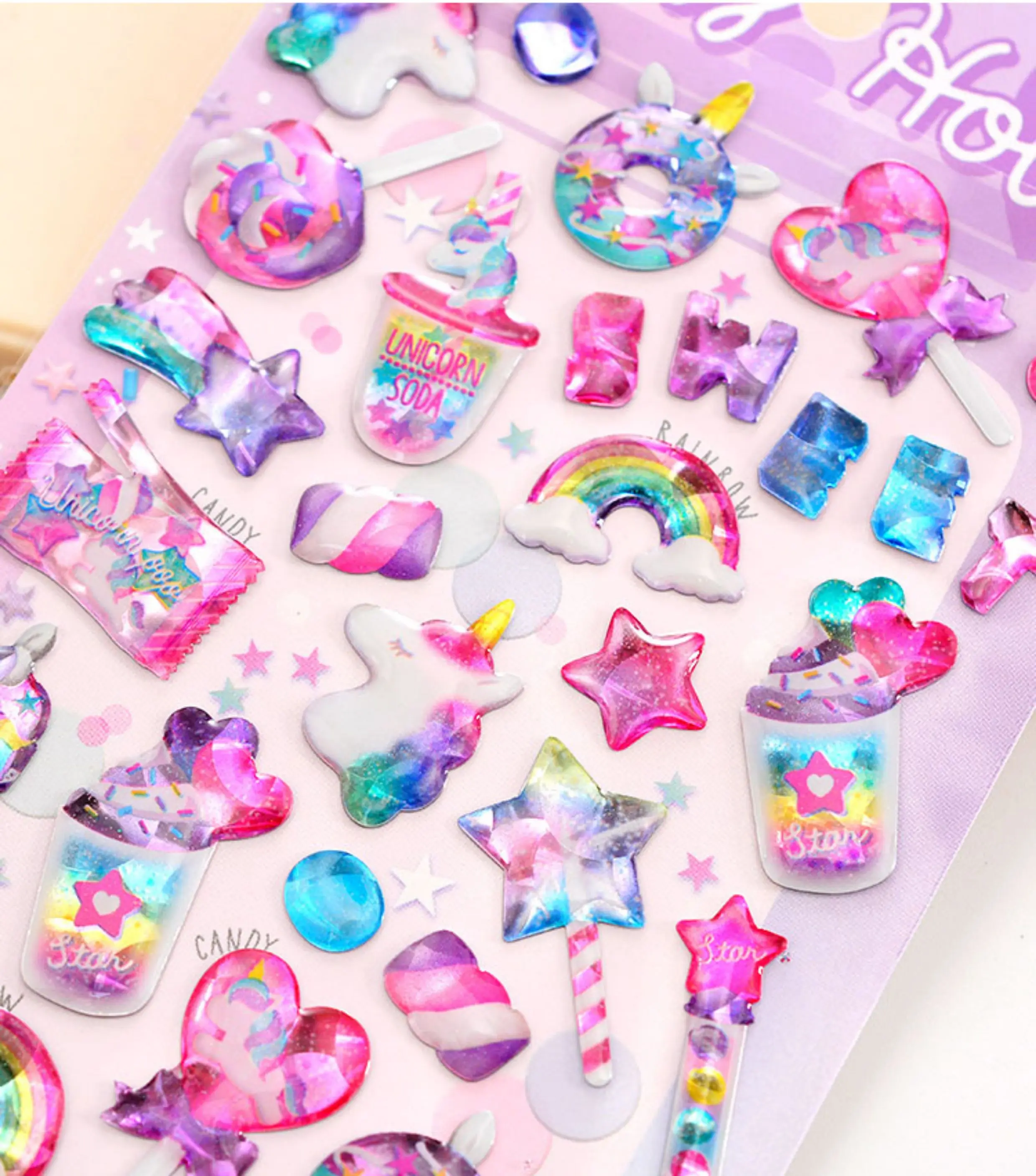 3 pcs/6 pcs Dessert Candy Sweet Animals 3D Crystal Decor Stickers Scrapbooking Diy Journaling Diary Stationery Sticker School