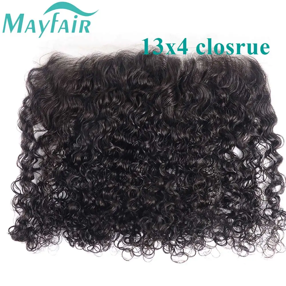 Water Wave 13x4 Transparent Lace Frontal With Baby Hair Remy 100% Human Hair PrePlucked Bleached Knots 4x4 Lace Closure Mayfair