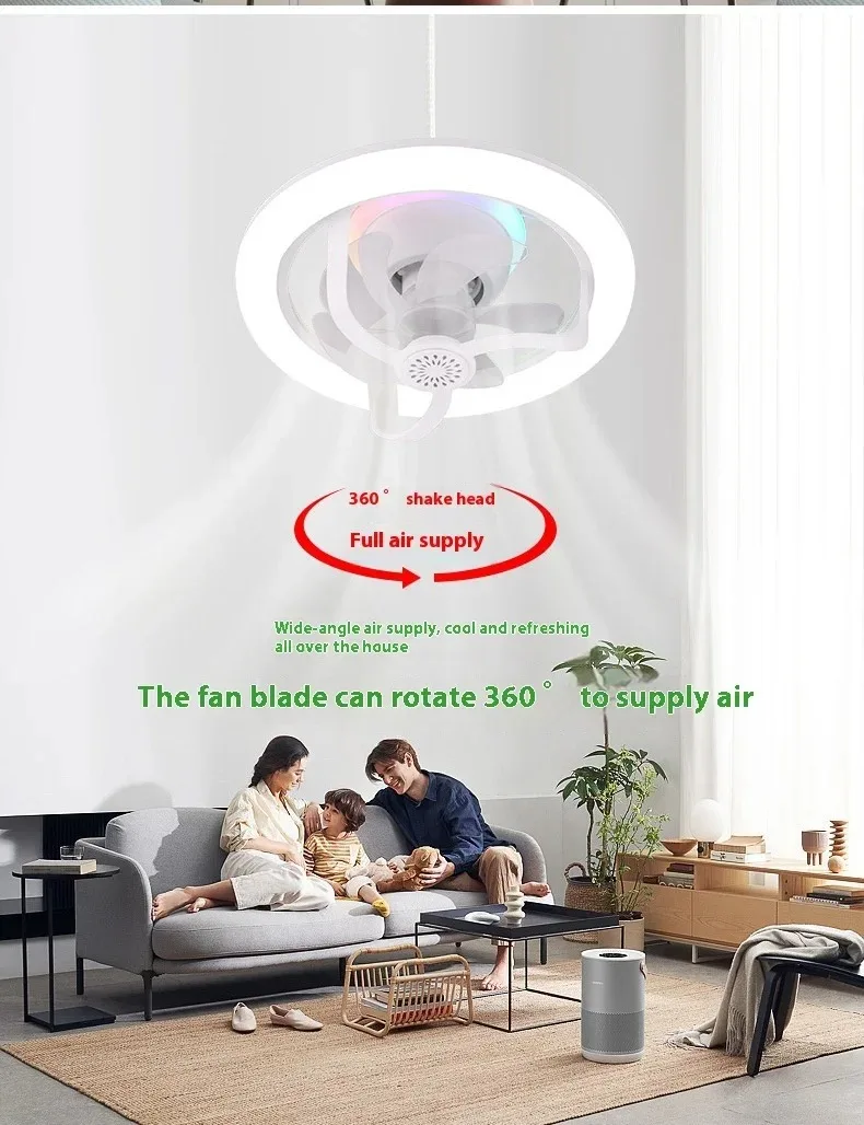 LED360° Remote Control Shaking Fan Light 50W