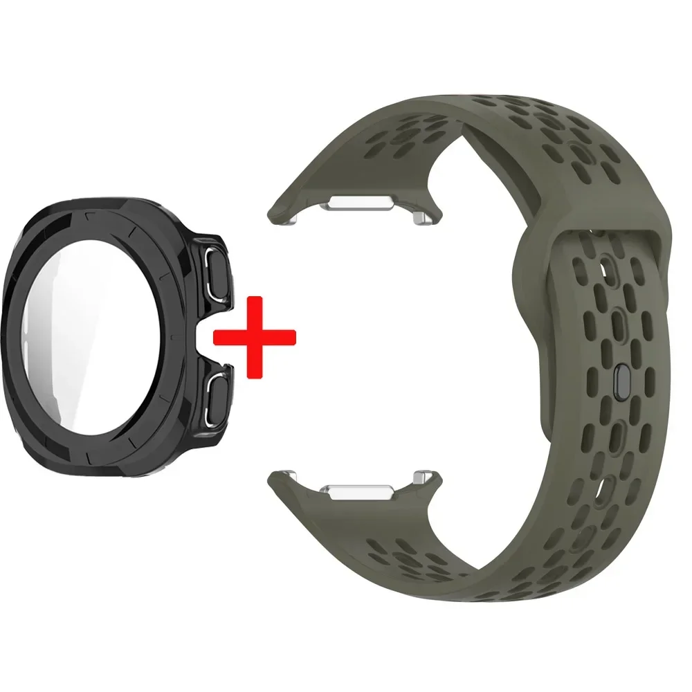 Silicone Sport Watchband with Tempered Glass Cover