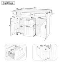 Îlot de cuisine mobile sur roulettes, table extensible et pliable, chariot de cuisine avec tiroirs et prises USB AC, meuble de rangement multifonction pour cuisine et salle à manger 4