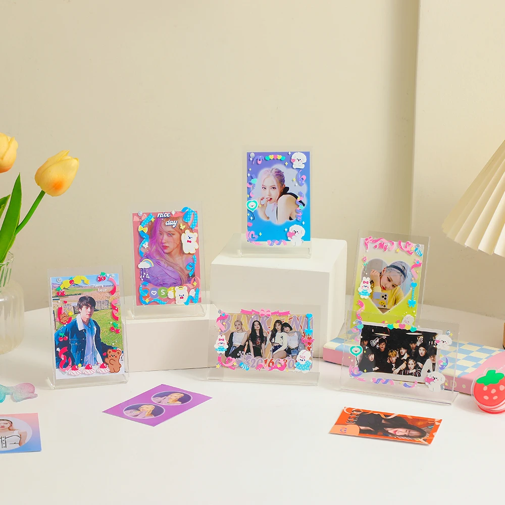 3 Inch Acrylic Clear Photo Display Stand Korean INS Kpop Idol Photo Card Photo Frame Polaroid Photo Stand Decoration