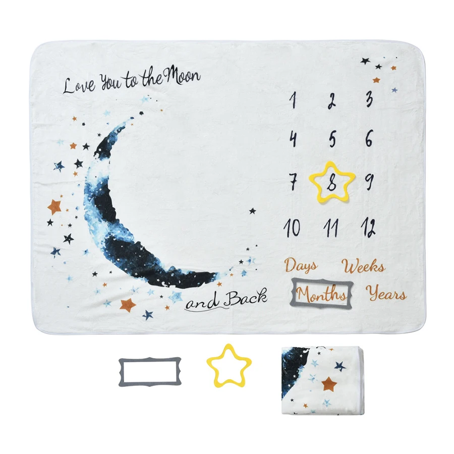 Coperte per Traguardi di Crescita Neonatale, Souvenir Mensili per Bambini, Sfondo per Servizi Fotografici, Abbinabili a Carte con Dischi in Legno - immagine 4