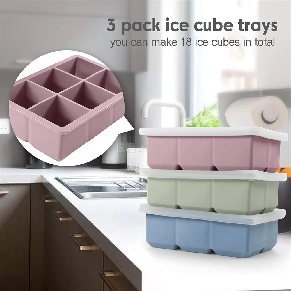 Large Silicone Ice Cube Tray with Lid-premium-2025 – Leakproof, Odor‑Free Square Molds for Whiskey & Cocktails | BPA‑Free Freezer Sc529514a96d048a3b4b8fa3b886618f2Q