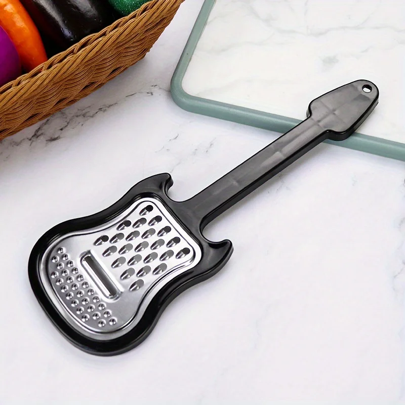 1pc Stainless Steel Guitar-Shaped Cheese Grater Multifunctional with Plastic Handle For Hard/Soft Cheese, Ginger, Potato & More