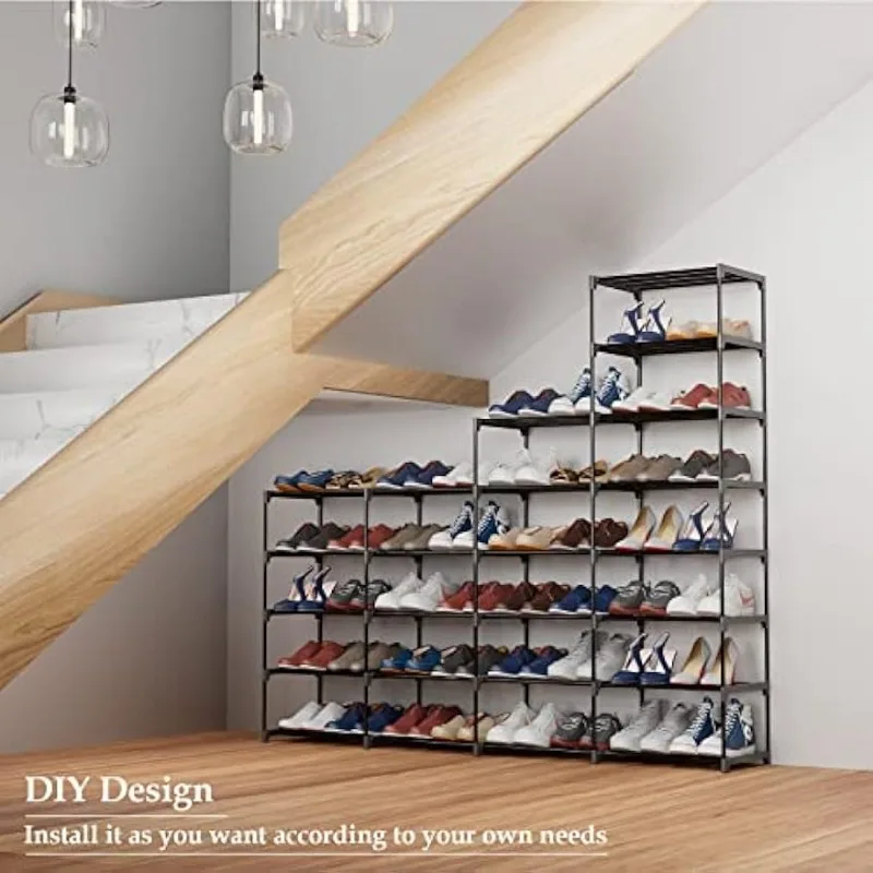 SMILHELTD Shoe Rack Large Capacity 4 Rows 8 Tier 56-64 Pairs Shoes Boots  Storage Metal Shoe Organizer Household Family Use - AliExpress