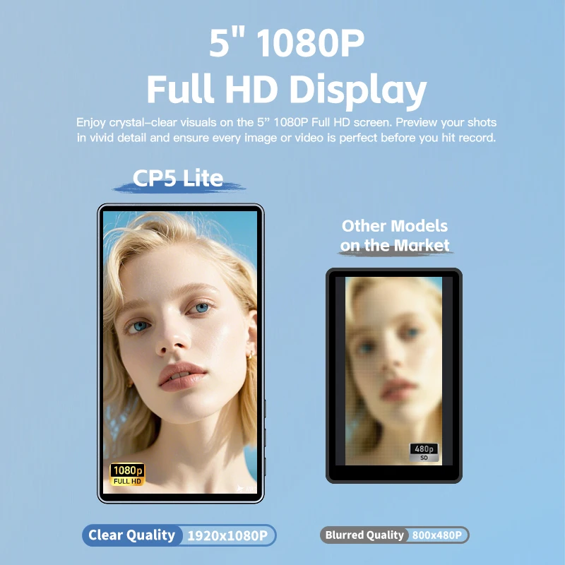 SHIMBOL CP5 Lite Magnetic Phone Vlog Selfie Monitor Screen Using Rear Camera for iPhone 16 15 14 Samsung Live Stream 5"