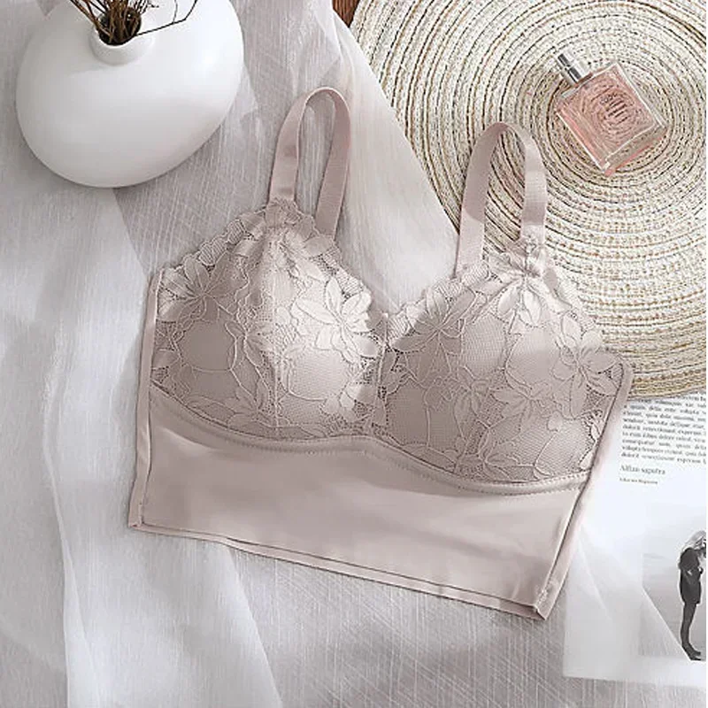 1pcs Ice Silk Seamless Lace Sport Bra No Steel Ring Comfortable Large Size Bra vest bra Gather Anti Sagging Underwear sujetador 6