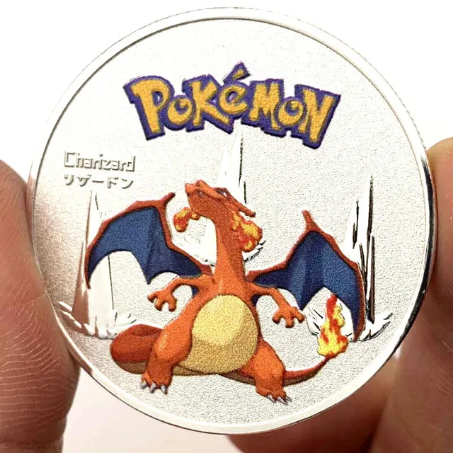 Pokemon Anime Gold Plated-Silver Plated Collectible Coin + Acrylic Case Pikachu Venusaur Eevee Charizard Game Coin Birthday Gift 5