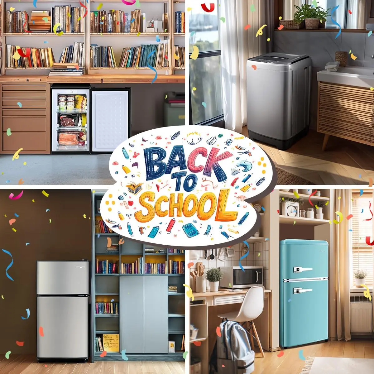 3.2Cu.Ft Mini Fridge with Freezer, 2 Door Compact Refrigerator, Small Fridge with 7 Level Thermostat LED Light, Small Refrigerat 6