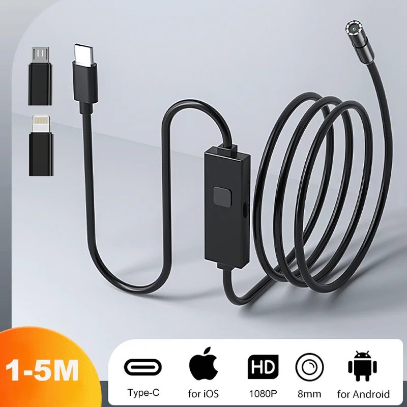 iOS/Type-C/Android용 3 IN 1 전화 직접 연결 산업용 내시경 자동차 및 파이프라인용 5.5mm/8mm 검사 카메라