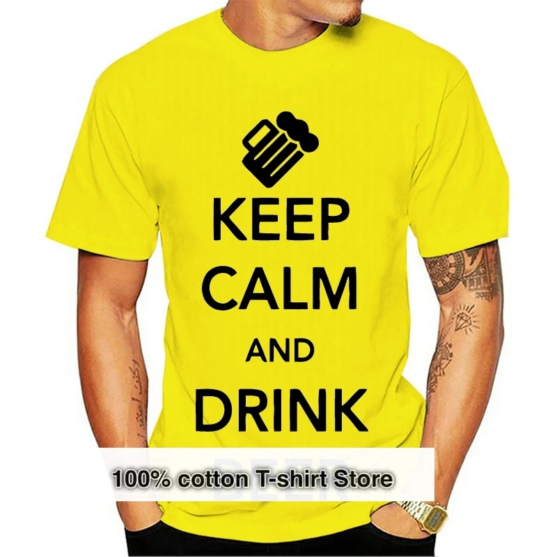 

Новая мужская футболка с надписью Keep Calm and Drink Beer design, Высококачественная Хлопковая мужская футболка
