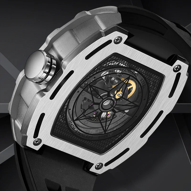 Automatic Mechanical Watches Men 3ATM Waterproof Silicone Strap Luminous Watch For FAIRWHALE Men Gift