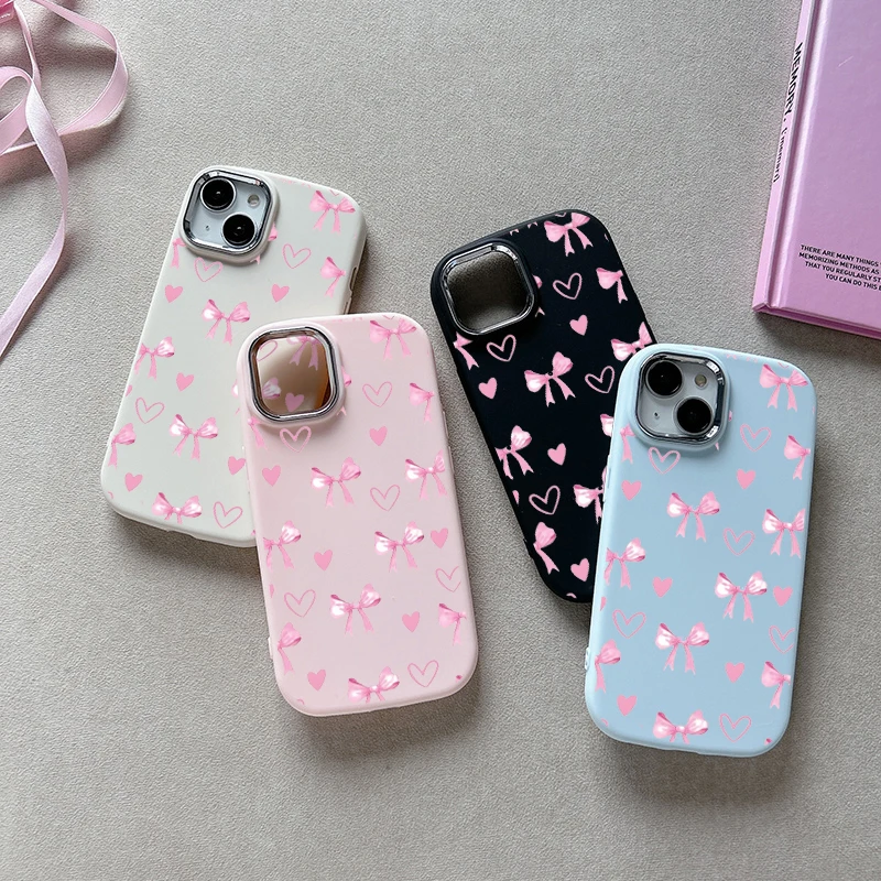 Trendy Pink Love Bow Phone Case Cover