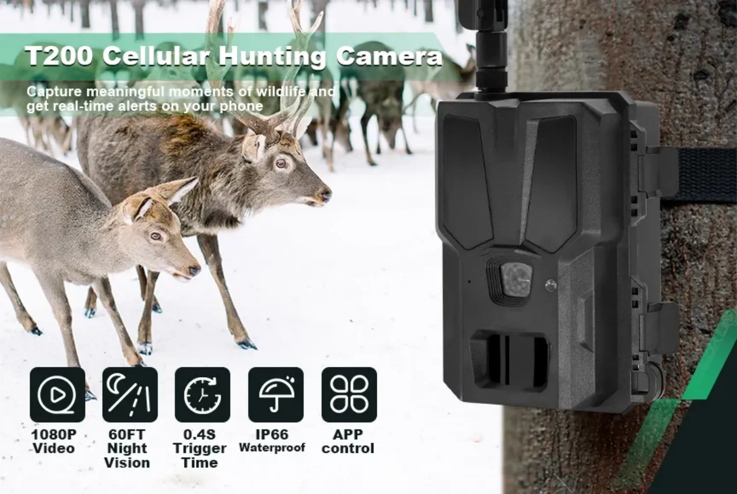 Willfine T200 AI-Powered 4G 2K Cloud Storage Wildlife Trail Camera Photo Traps with 940nm No Glow LEDS App Control for Hunting