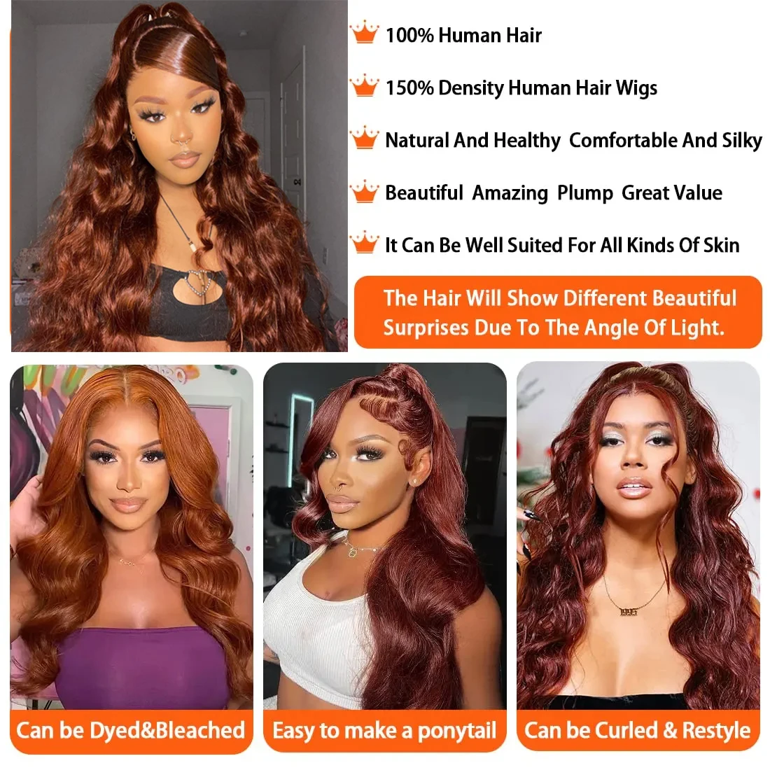 13x6 Lace Frontal Wig 13x4 Reddish Brown Body Wave Lace Front Human Hair Wig 30 Inch Brazilian Human Hair Wigs 4x4 Closure