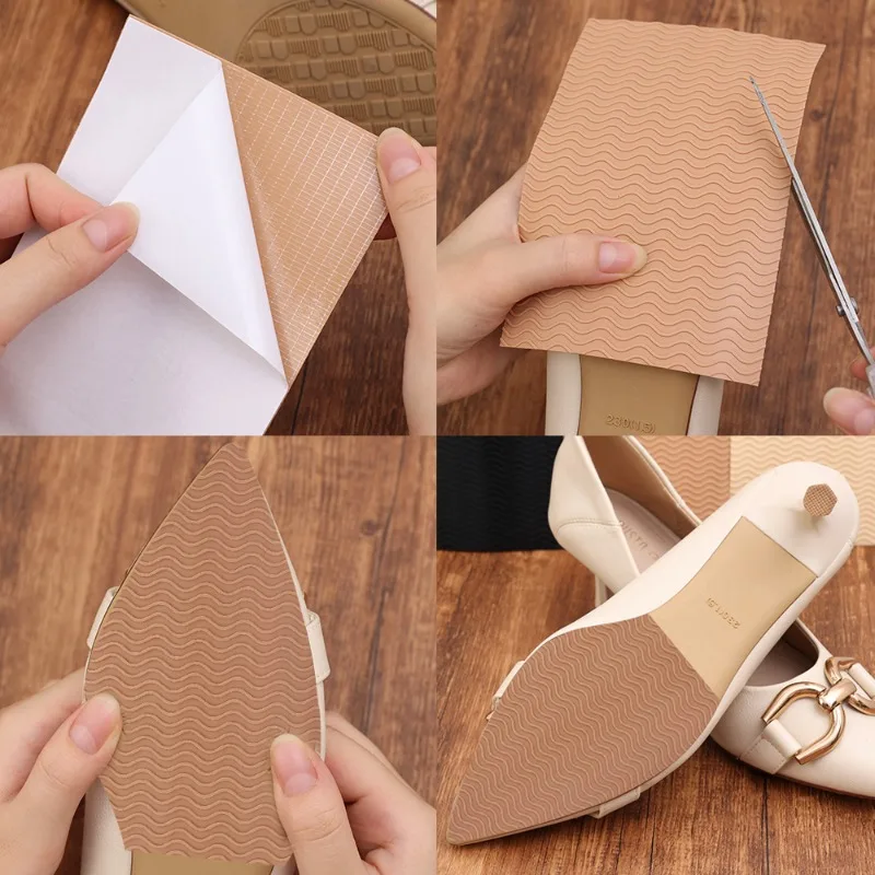 1/4Pcs Non-Slip Shoes Stickers Wear-Resistant Self-Adhesive Wave-shape High Heels Forefoot Sole Protector Rubber Repair Pads