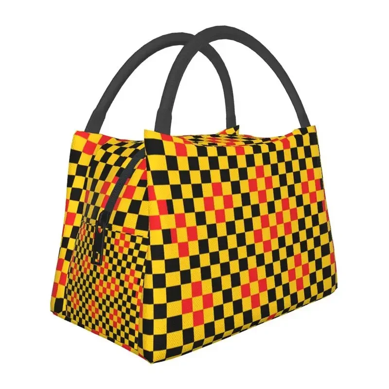 

Checkered Checkerboad Design Insulated Lunch Bag for Women Resuable Thermal Cooler Bento Box Office Picnic Travel