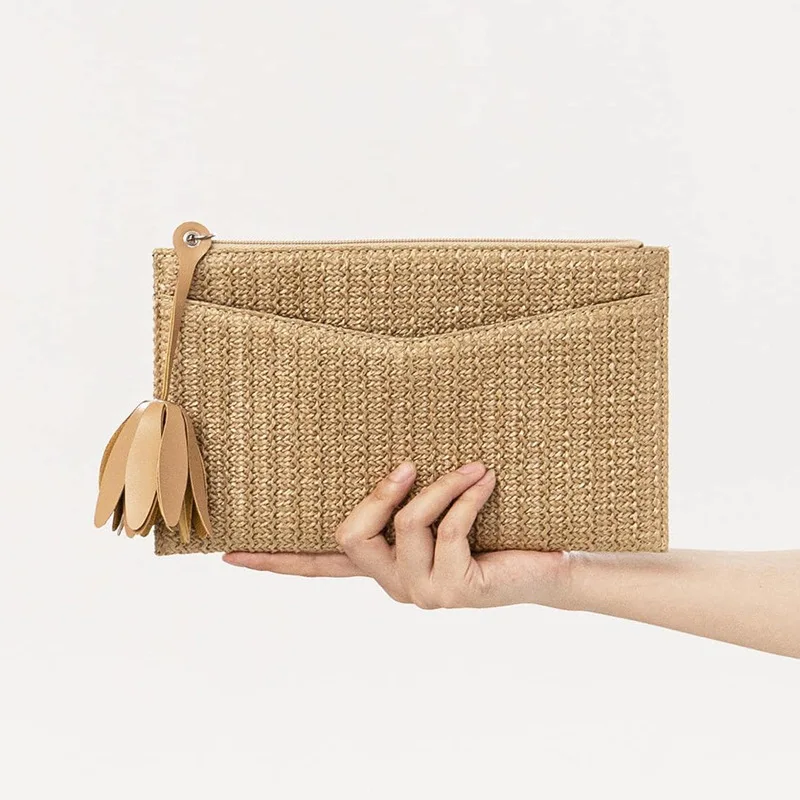 Ladies straw Wallet Summer New holiday straw Handbag Europe Style Small Bag women's Card bag beach coin wallet Clutch