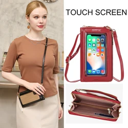 BAELLERRY Women's Wallet Black Phone Shoulder Bags Touchable Cell Phone Pocket Card Purse Large Capacity Crossbody Bags Girls