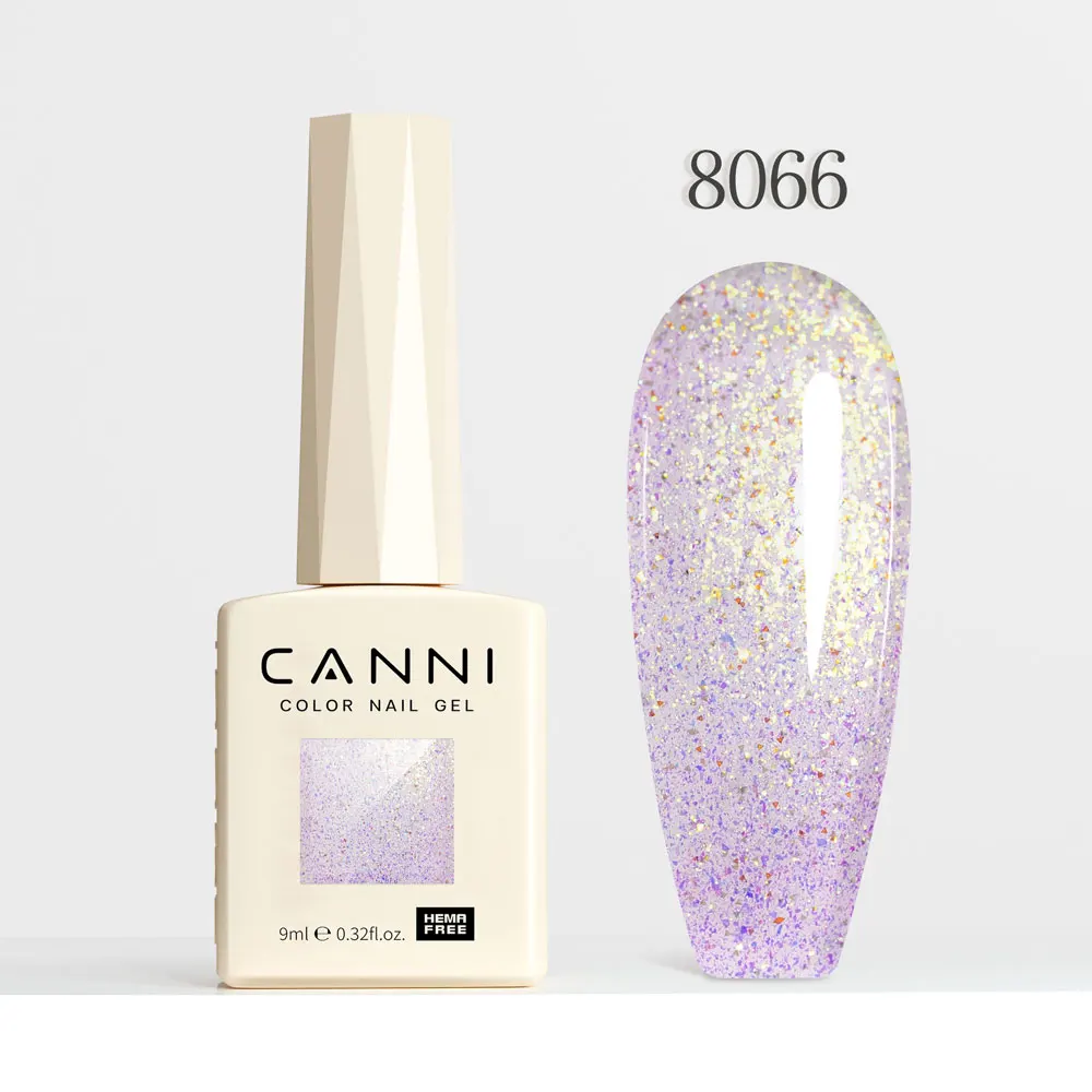 CANNI Super Glossy Glitter Cat Eye Nail Gel Polish - Hema Free Diamond Top Coat, Semi-Permanent UV LED Varnish