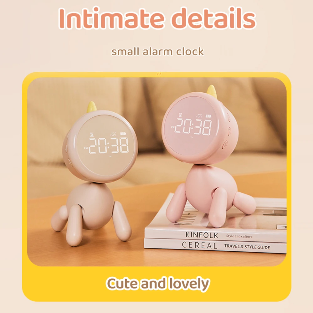 Kid Alarm Clock LED Night Light with  Digital Display 6 Ring Songs Snooze Options Timer Count Up/Down Function Time Management