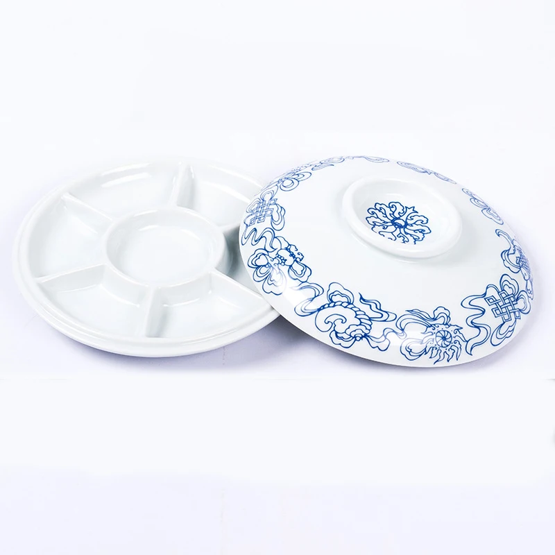 Blue and White Porcelain MultiFunctional Eight Treasure Palette Ink Tank Ink Tank Art Painting Paint Box Supplies