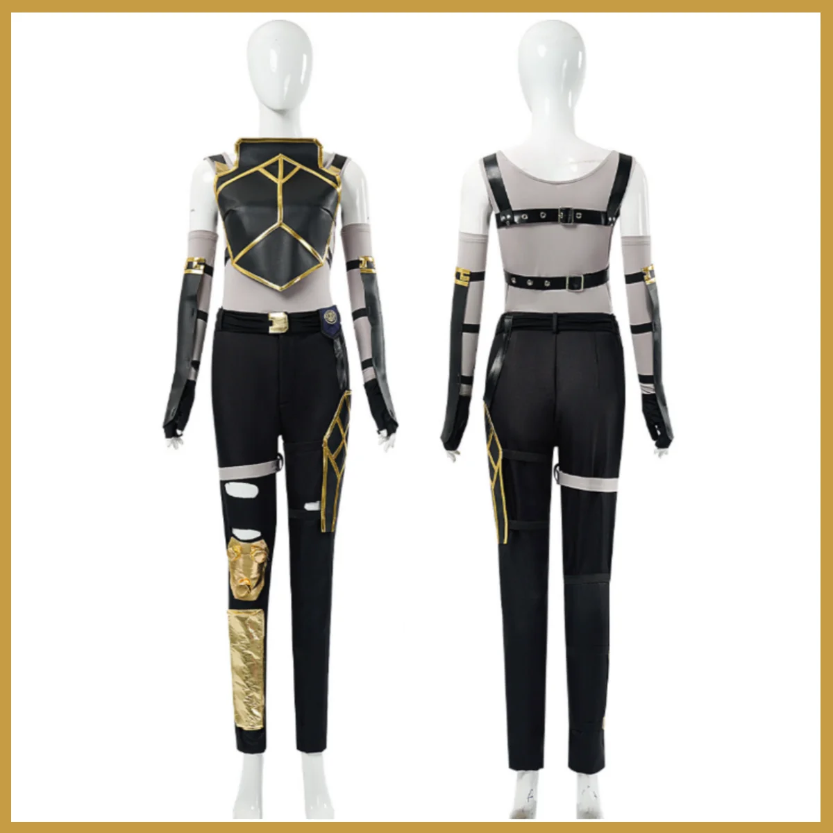 Arcane Vi Black PU Tops Uniform Cosplay Costume