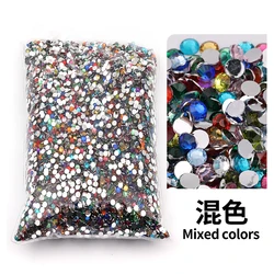 Variety Pack of Small Resin Rhinestones for Nail Art and DIY Crafts - Bulk Wholesale Flat Back Crystals (Mixing colors)