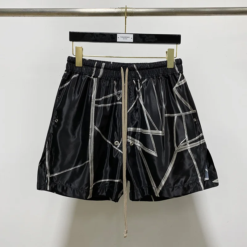 

Thin RO Pants Unisex Casual Shorts Printed Beltless Overalls