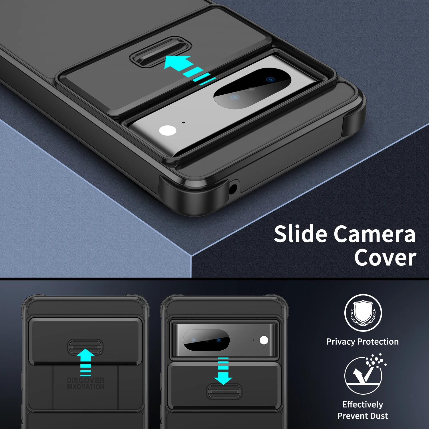 Sleek Slide Camera Case with Lens Protection & Wireless Charging Capability - Shockproof Cover