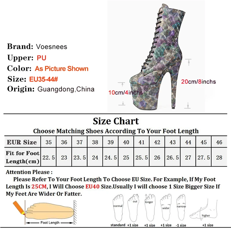 Gingham 20CM/8inches Women Pole Dancing Boots High Heel Round Toe Platform Lady Modern Ankle Boots Mix Color Spring Autumn Shoes