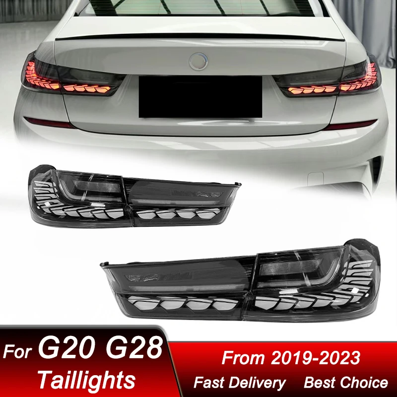 

Car Tail Lights For BMW 3 series G20 G28 2019-2023 white scales style full LED Dynamic Turn Signal Light Tail Lamp Assembly
