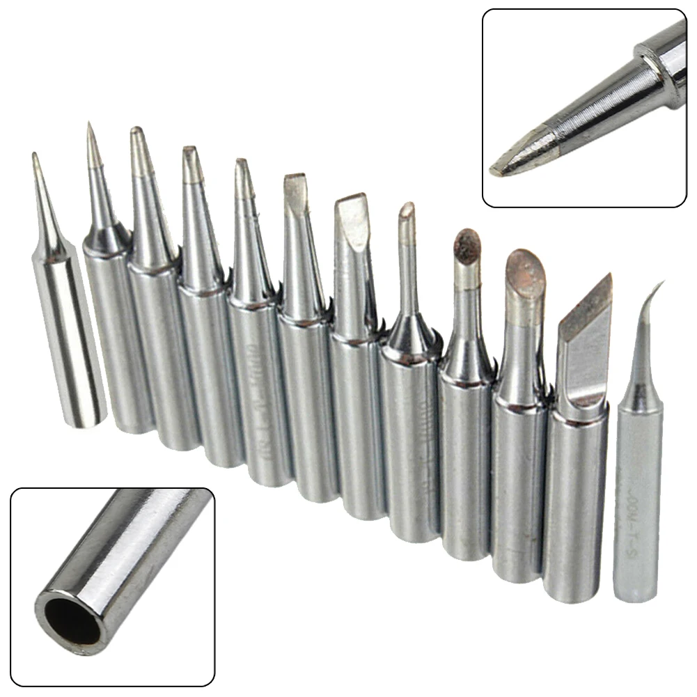 12 Pcs/Set 900M-T Soldering Iron Tips Lead Free Copper-Welding Heads For 936 937 938 969 8586 852D Soldering Stations Welding