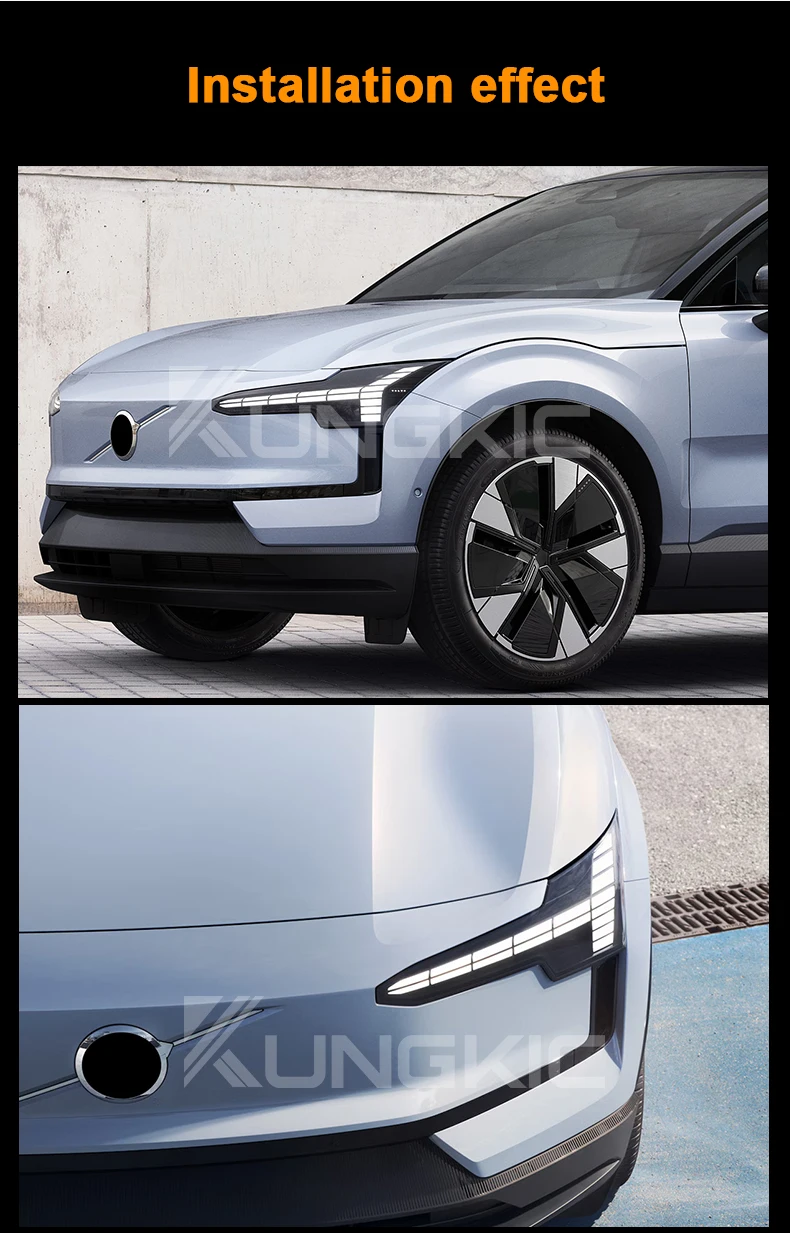 Scheinwerferfolie, Rückspiegelfolie, B-Säulen-Lackschutzfolie, für Volvo EX30 2023 2024 2025, transparente TPU-Kratzschutz-Reparatur-Nachrüstung – Detail 9