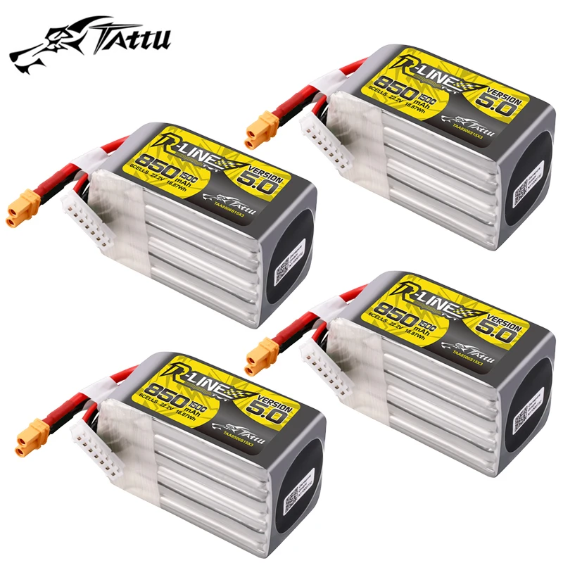 

TATTU-R-LINE 5.0 850mAh 150C 22.2V Lipo Battery For RC Helicopter Quadcopter FPV Racing Drone Parts 22.2V Rechargeable Battery