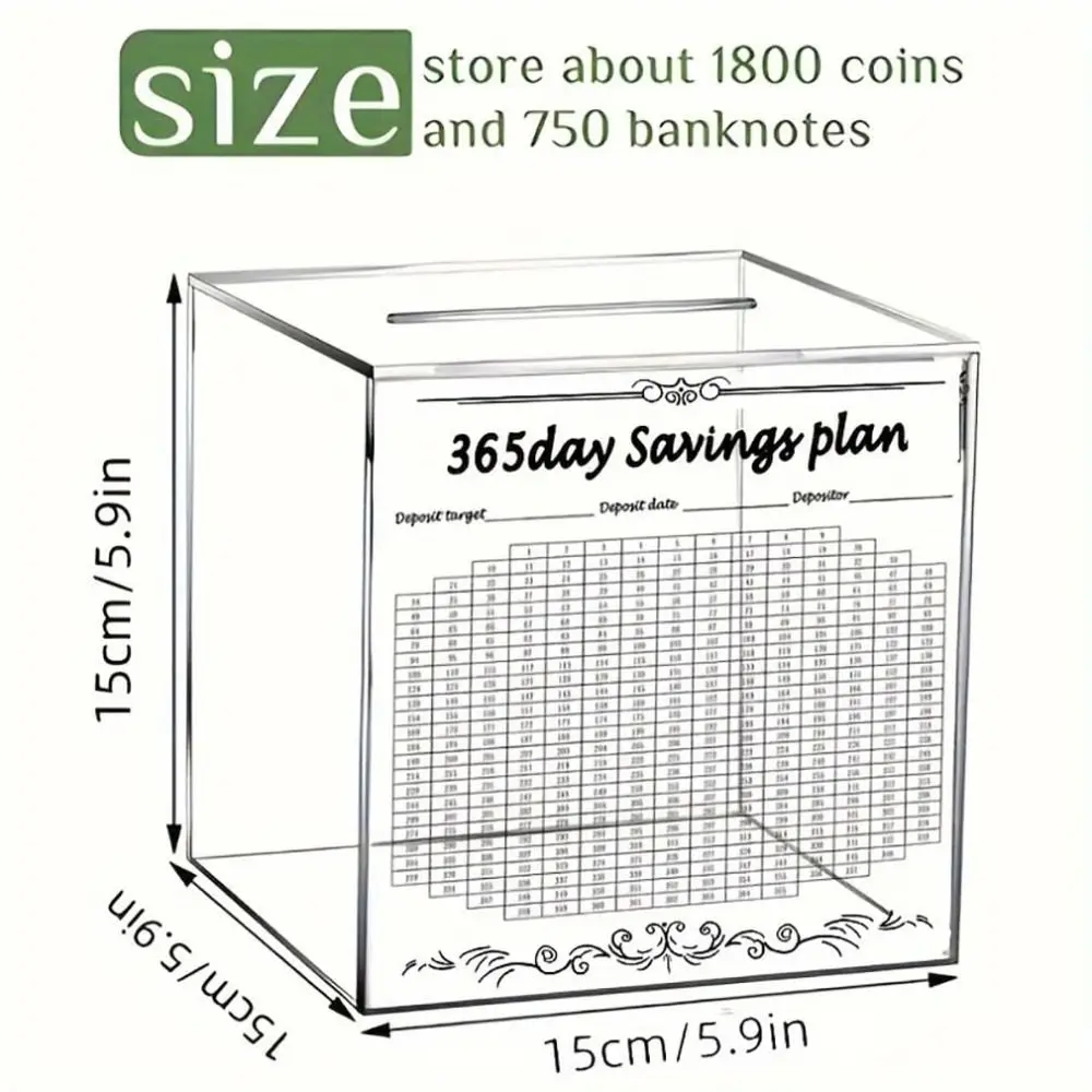 10k Cash Money Saving Box Acrylic Unbreakable Savings Challenge Smash Box Transparent Must Break To Open Money Bank for Adults