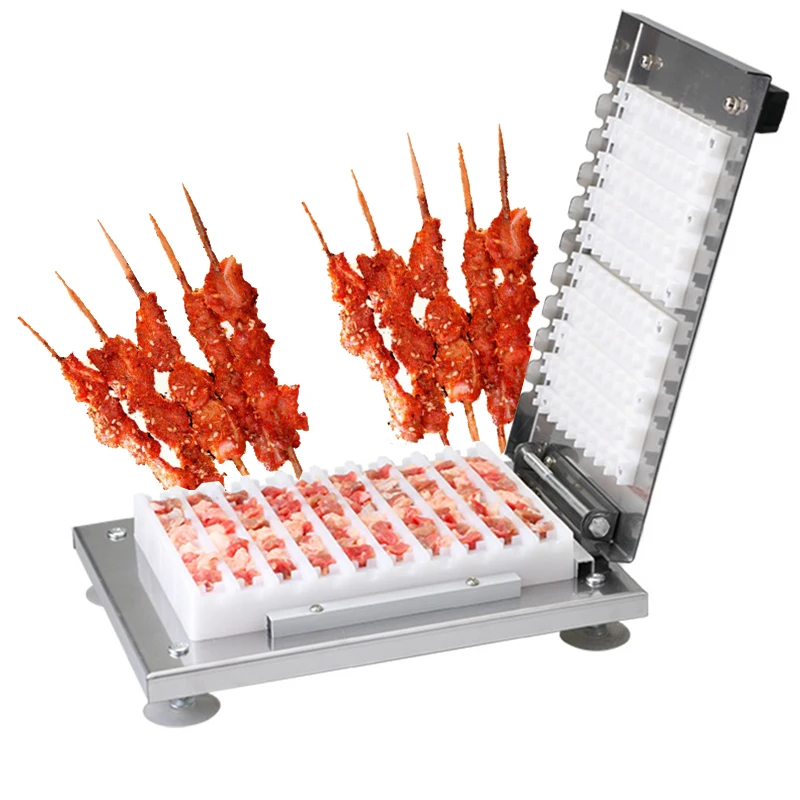 Manual Meat Skewer Machine Skewer Kebab Maker Beef Pork Meat Barbecue Stringer String Machine BBQ Tool 16 inch barbecue skewer sticks