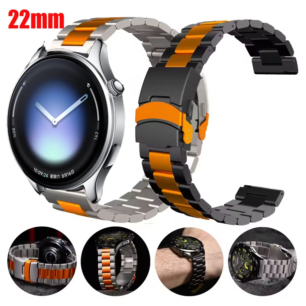 Luxury 22mm Stainless Steel Watch Strap - Premium Metal Bracelet Replacement