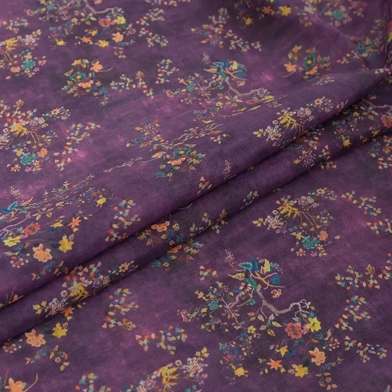 Purple natural ramie cloth Chinese long skirt summer thin tissue DIY sewing fabric for dresse