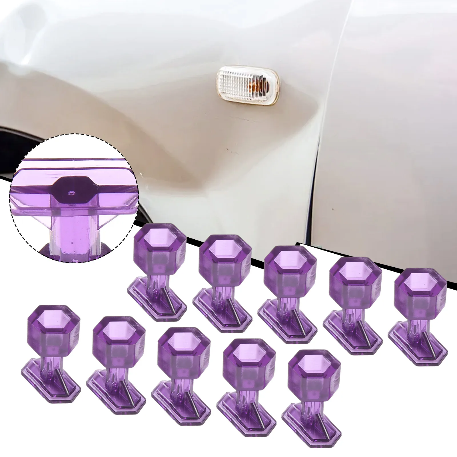 10PCS Nylon Puller Tabs Dent Removal Tools Car Paintless Dent Manual Repair Tool For Automobile Refrigerator Motorcycle Purple