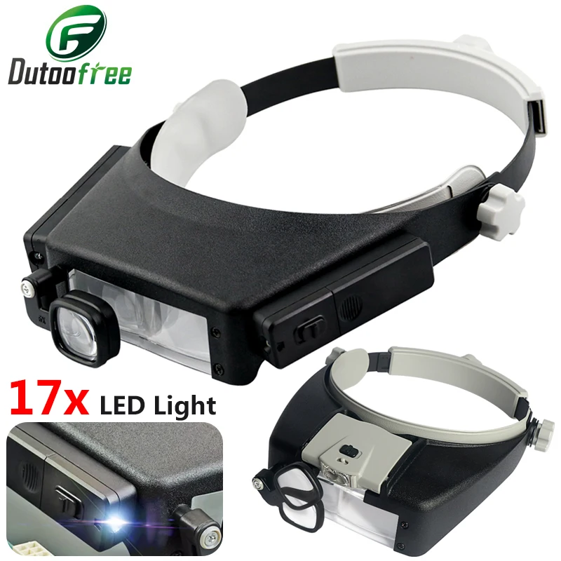 thumbnail image 2 of Headband Head Magnifier 8 Lens LED Light Jeweler Glasses 2 of 12