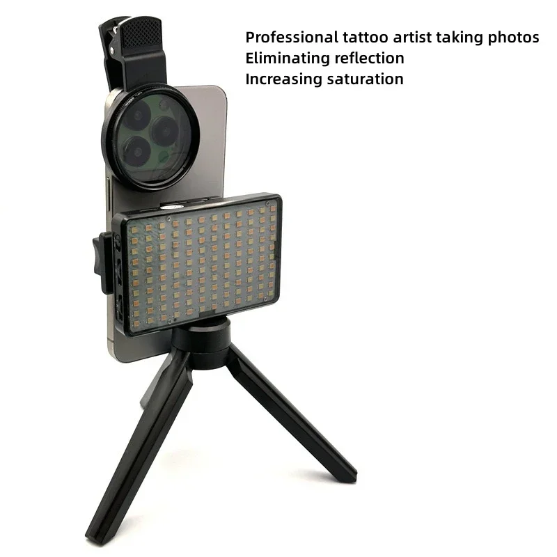120 LED Reduce Reflected Fill Light Of Tattoos With 52mm Cpl For Cellphone Lens Circular Polarizing Filter Compatible Any Phone 3