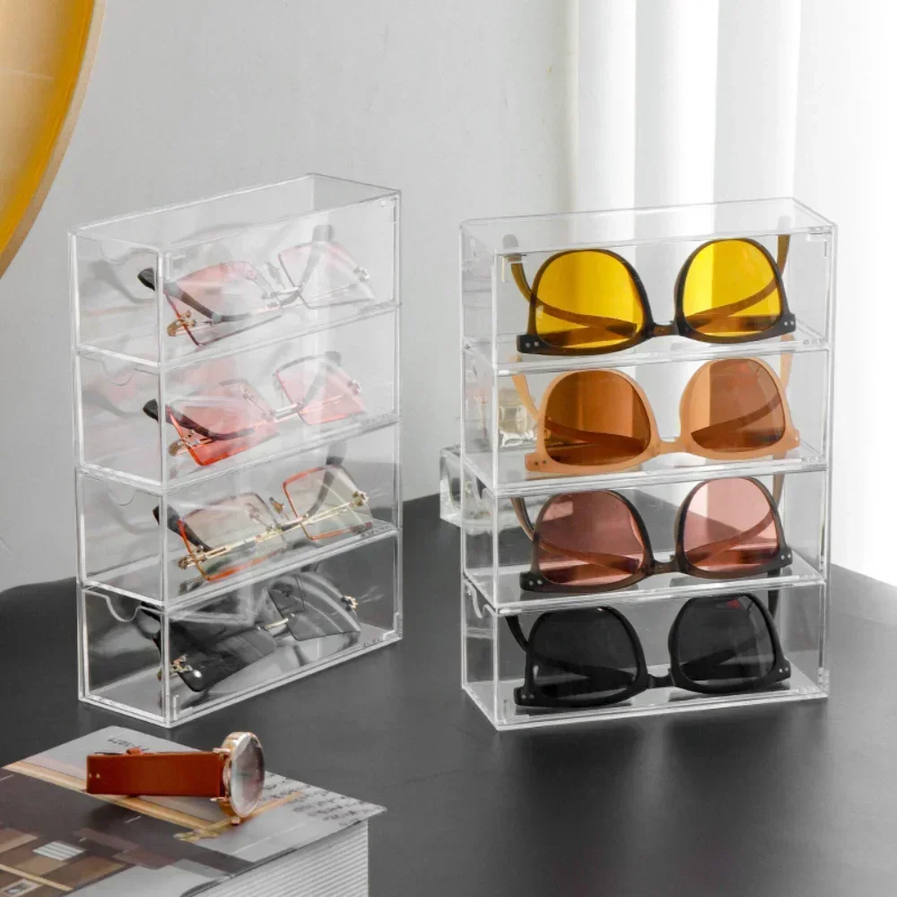 

4layer Sunglasses Storage Box Desktop Sundries Organization Pull Glasses Display Containers Boxes Acrylic Drawer Home Decoration