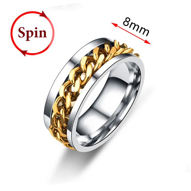 Fidget Spinner Rings For Women Men Spinning Rotating Stainless Steel Pubk Ring Anti Stress Accessories Men's Jewelry