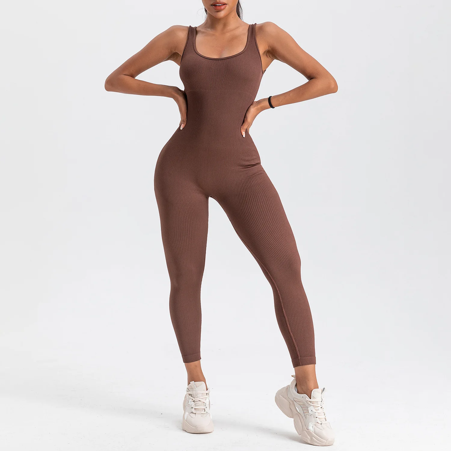 Europe and the United States seamless yoga thread fitness pants sexy backless one-piece top