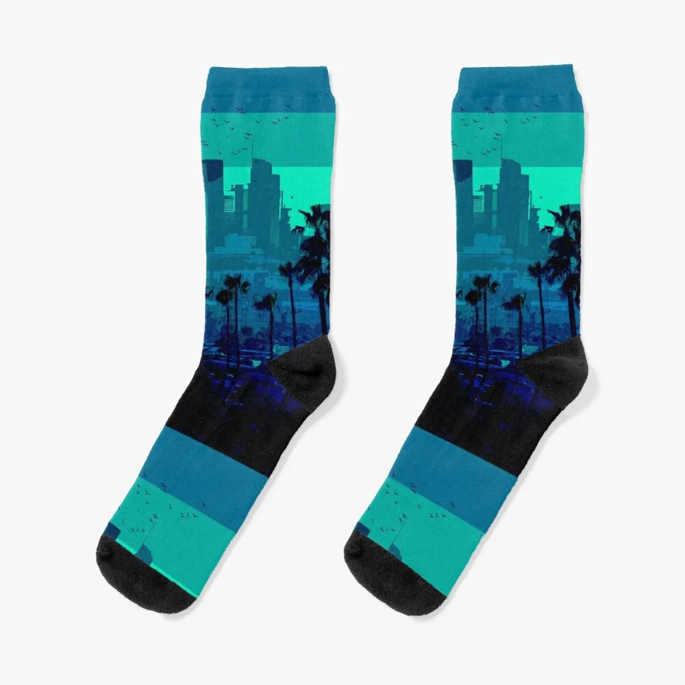 

Los Angeles California City Skyline Sunset Landscape Nightlife Socks sports and leisure custom Running retro Socks Men's Women's